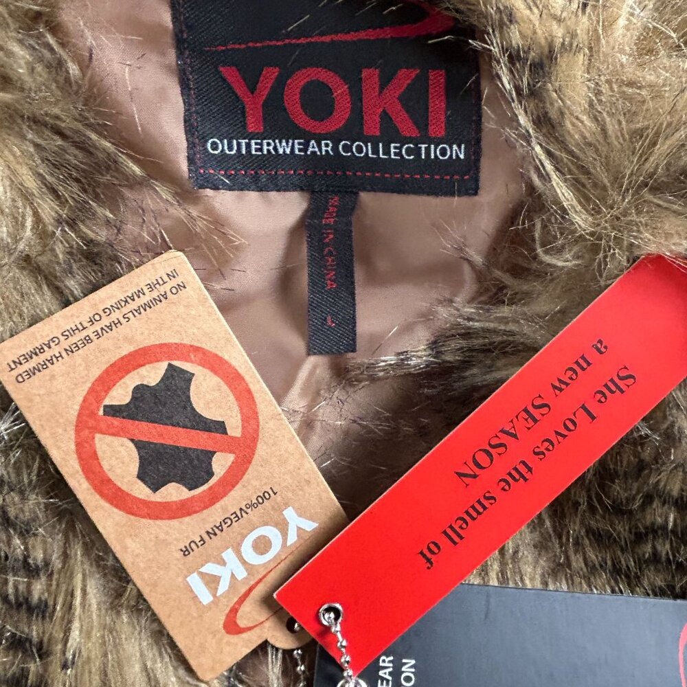 Yoki Womens Vegan Fur Vest Large Brown Lightweight Outdoor Cozy Faux Sherpa New - Picture 3 of 6